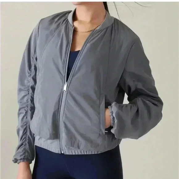 Athleta Wayfarer Blouson Bomber Jacket Size XXS, Blue,Waterproof,Athleisure,EUC - Picture 1 of 16
